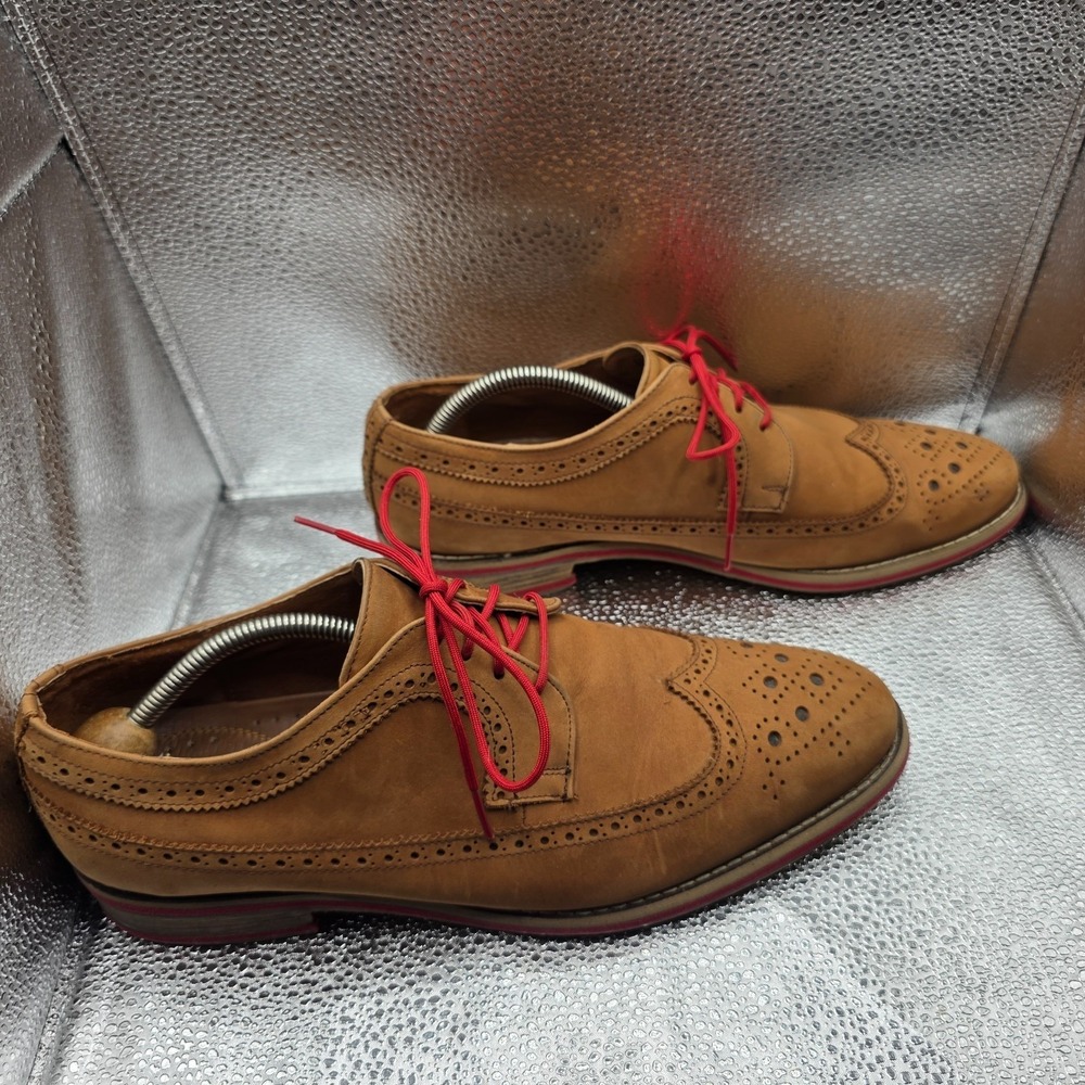 JD Fisk Men's Wingtip Oxford Dress Shoes Brown Leather 10.5 M Fashion Lace-Up - Picture 3 of 11